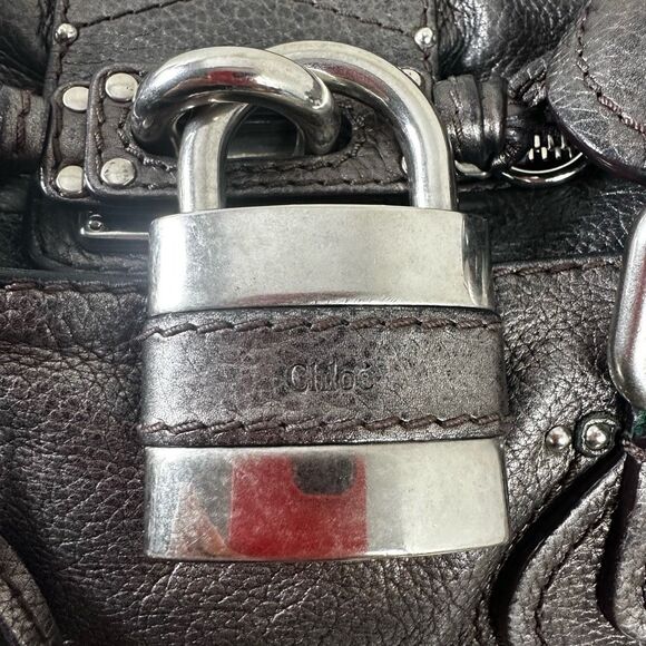 Chloe Paddington Vintage Bag Satchel Silver Black Gunmetal With Purple Tint Rare - Picture 15 of 16